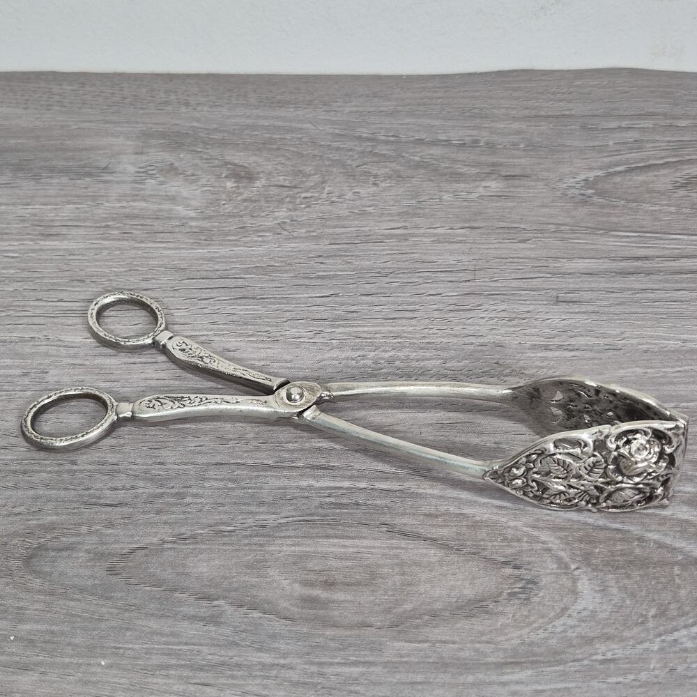 Vintage Hildesheimer‎ Rose Silver Plate Asparagus Pastry Tongs Art Deco